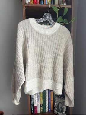 Sincerely Jules Ribbed Crewneck Sweater — Oatmeal/Cream